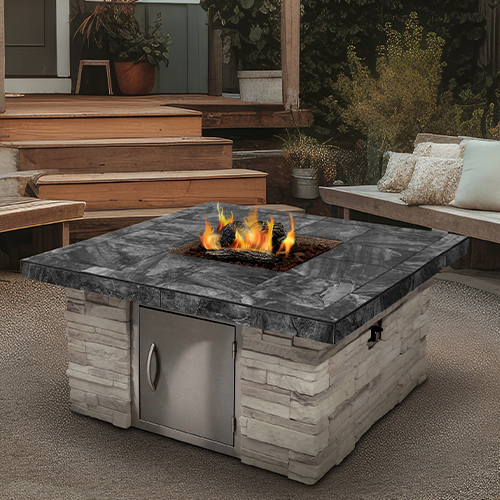 A rustic fire pit